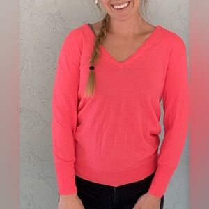 Women's V-Neck Sweater - Coral JCREW Sweater